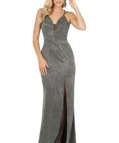 Dancing Queen - 2947 Sleeveless V Neck Glitter Finish Prom Dress 10 Dancing Queen - 2947 Sleeveless V Neck Glitter Finish Prom Dress