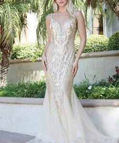 Dancing Queen - 2972 Embellished Tulle Godets Trumpet Prom Dress