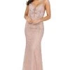 Dancing Queen - 2985 Embellished Deep V-neck Trumpet Dress