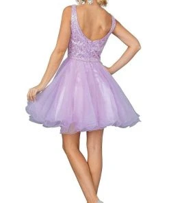 Dancing Queen - 3243 Glitter Embellished Fit And Flare Short Dress 9 Dancing Queen - 3243 Glitter Embellished Fit And Flare Short Dress