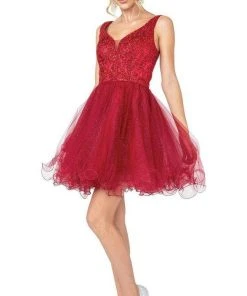 Dancing Queen - 3243 Glitter Embellished Fit And Flare Short Dress 11 Dancing Queen - 3243 Glitter Embellished Fit And Flare Short Dress