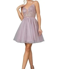 Dancing Queen - 3268 Glitter A-Line Cocktail Dress