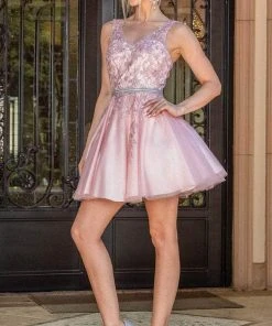 Dancing Queen 3296 - Sleeveless Floral Lace Cocktail Dress