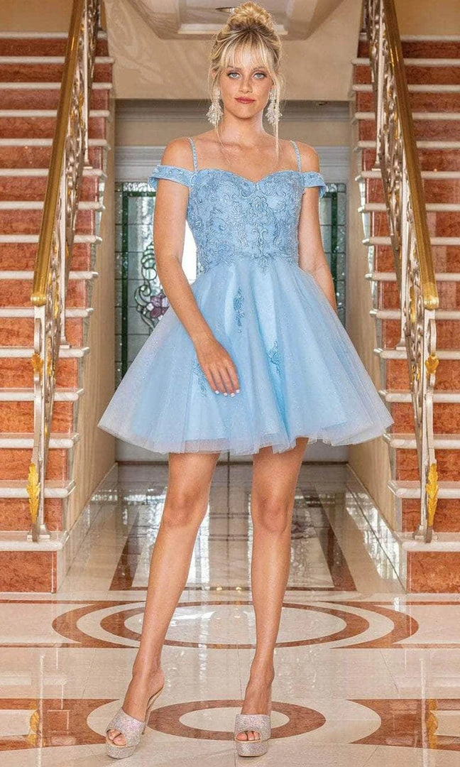 Dancing Queen 3302 - Embroidered Cold Shoulder Cocktail Dress 4 Dancing Queen 3302 - Embroidered Cold Shoulder Cocktail Dress