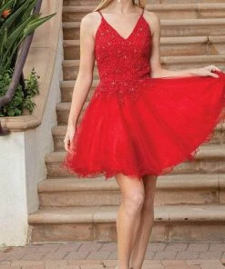 Dancing Queen 3303 - Embroidered V-Neck Tulle Cocktail Dress 13 Dancing Queen 3303 - Embroidered V-Neck Tulle Cocktail Dress