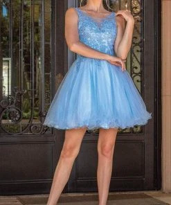 Dancing Queen 3304 - Embroidered Scoop A-Line Cocktail Dress