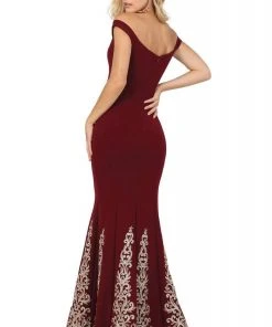 Dancing Queen - 4003 Off Shoulder Applique-Accented Mermaid Gown 9 Dancing Queen - 4003 Off Shoulder Applique-Accented Mermaid Gown