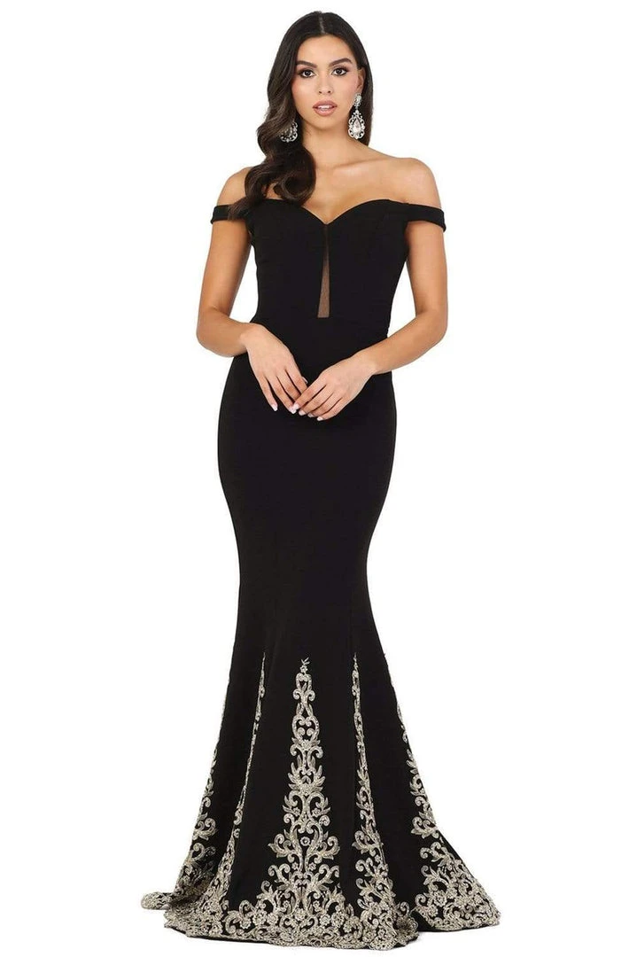 Dancing Queen - 4003 Off Shoulder Applique-Accented Mermaid Gown 3 Dancing Queen - 4003 Off Shoulder Applique-Accented Mermaid Gown