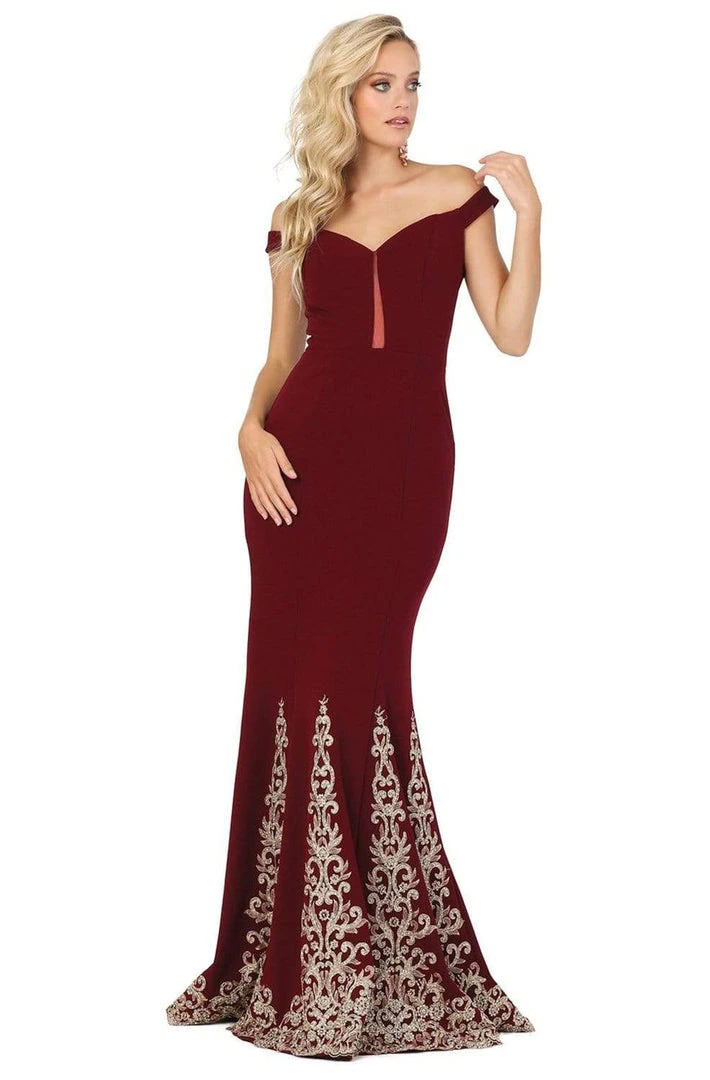 Dancing Queen - 4003 Off Shoulder Applique-Accented Mermaid Gown 5 Dancing Queen - 4003 Off Shoulder Applique-Accented Mermaid Gown