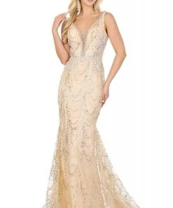 Dancing Queen - 4090 Jeweled Garland Motif Mermaid Gown