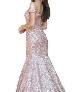 Dancing Queen - 4095 Sequin Embellished Off-Shoulder Prom Dress