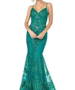Dancing Queen - 4118 Sheer Corset Bodice Embellished Mermaid Prom Gown