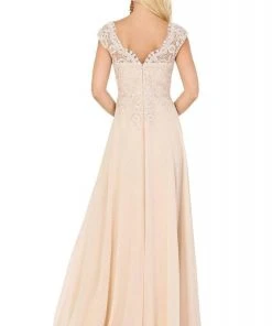 Dancing Queen - 4122 Sheer Cap Sleeve Floral Lace Bodice Dress 6 Dancing Queen - 4122 Sheer Cap Sleeve Floral Lace Bodice Dress