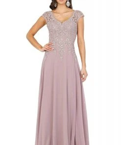 Dancing Queen - 4122 Sheer Cap Sleeve Floral Lace Bodice Dress 7 Dancing Queen - 4122 Sheer Cap Sleeve Floral Lace Bodice Dress