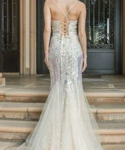 Dancing Queen 4220 - Embroidered Sleeveless Deep V-neckline Prom Dress