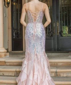 Dancing Queen - 4221 Plunging V-Neck Fit And Flare Dress