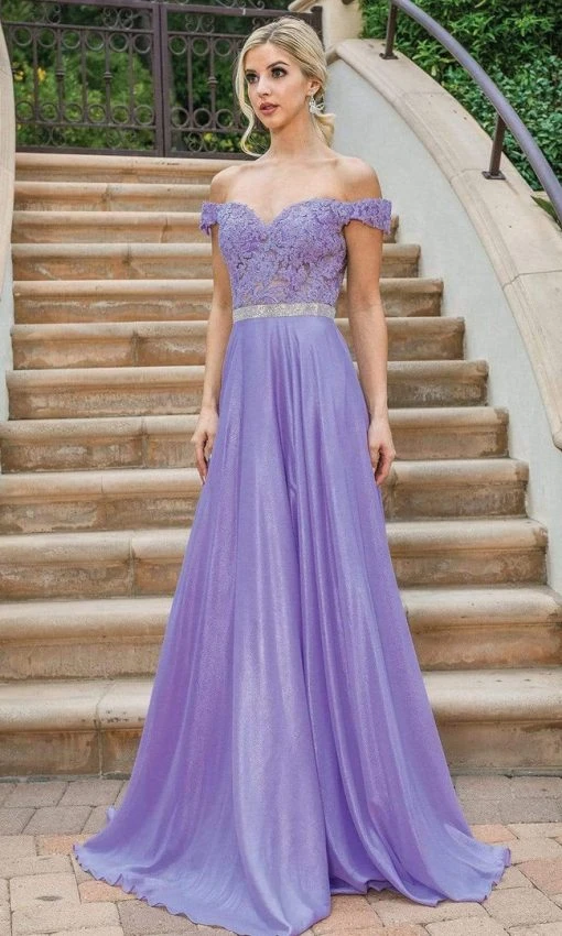 Dancing Queen - 4238 Off Shoulder A-Line Evening Dress 1 Dancing Queen - 4238 Off Shoulder A-Line Evening Dress