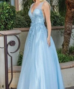 Dancing Queen 4272 - Floral Appliqued Sleeveless Prom Dress