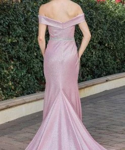 Dancing Queen 4290 - Glittered Off-shoulder Prom Dress