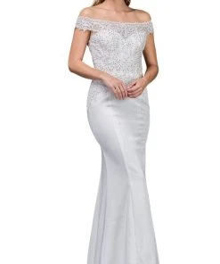 Dancing Queen - 53 Embellished Lace Off-Shoulder Trumpet Wedding Gown