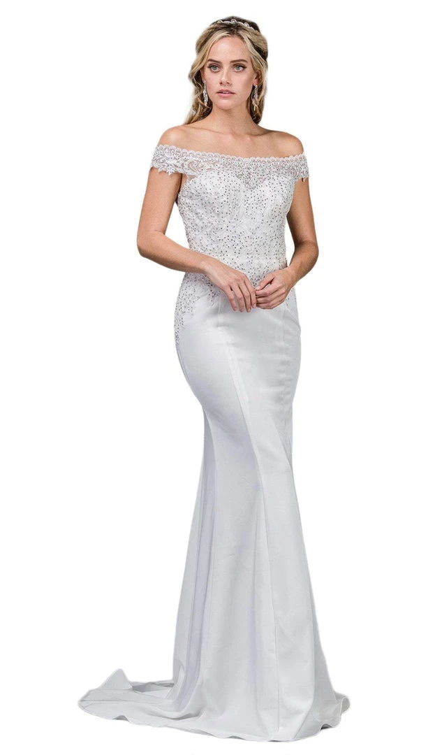 Dancing Queen - 53 Embellished Lace Off-Shoulder Trumpet Wedding Gown 3 Dancing Queen - 53 Embellished Lace Off-Shoulder Trumpet Wedding Gown