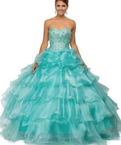 Dancing Queen - 8751 Strapless Bejeweled Quinceanera Ballgown