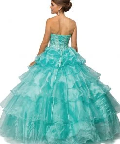 Dancing Queen - 8751 Strapless Bejeweled Quinceanera Ballgown