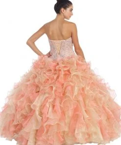 Dancing Queen - 8947 Shimmering Strapless Ruffled Quinceanera Ballgown 10 Dancing Queen - 8947 Shimmering Strapless Ruffled Quinceanera Ballgown