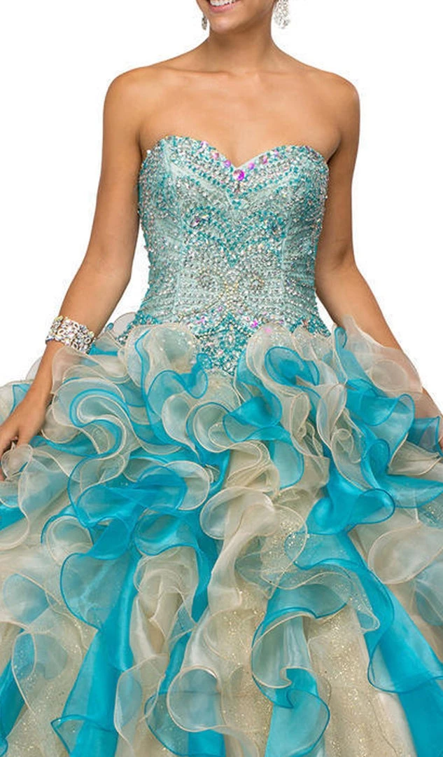 Dancing Queen - 8947 Shimmering Strapless Ruffled Quinceanera Ballgown 4 Dancing Queen - 8947 Shimmering Strapless Ruffled Quinceanera Ballgown