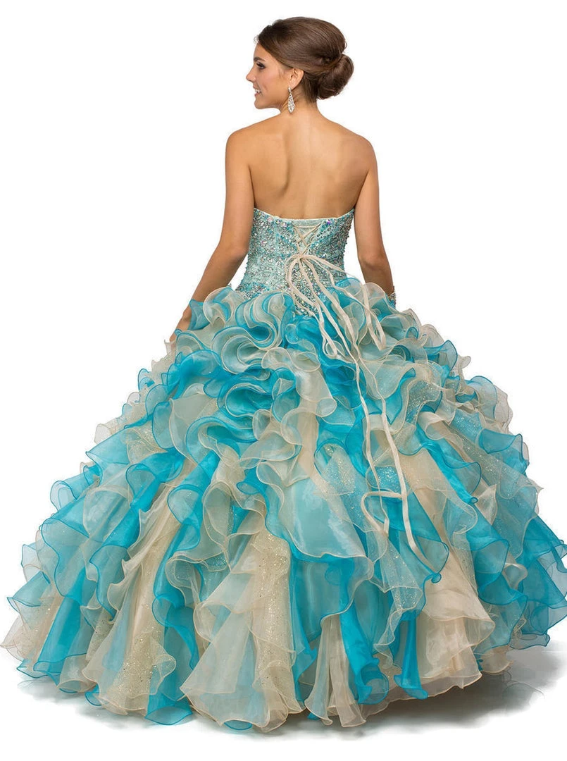 Dancing Queen - 8947 Shimmering Strapless Ruffled Quinceanera Ballgown 7 Dancing Queen - 8947 Shimmering Strapless Ruffled Quinceanera Ballgown