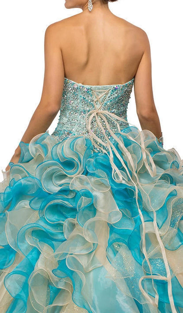Dancing Queen - 8947 Shimmering Strapless Ruffled Quinceanera Ballgown 8 Dancing Queen - 8947 Shimmering Strapless Ruffled Quinceanera Ballgown
