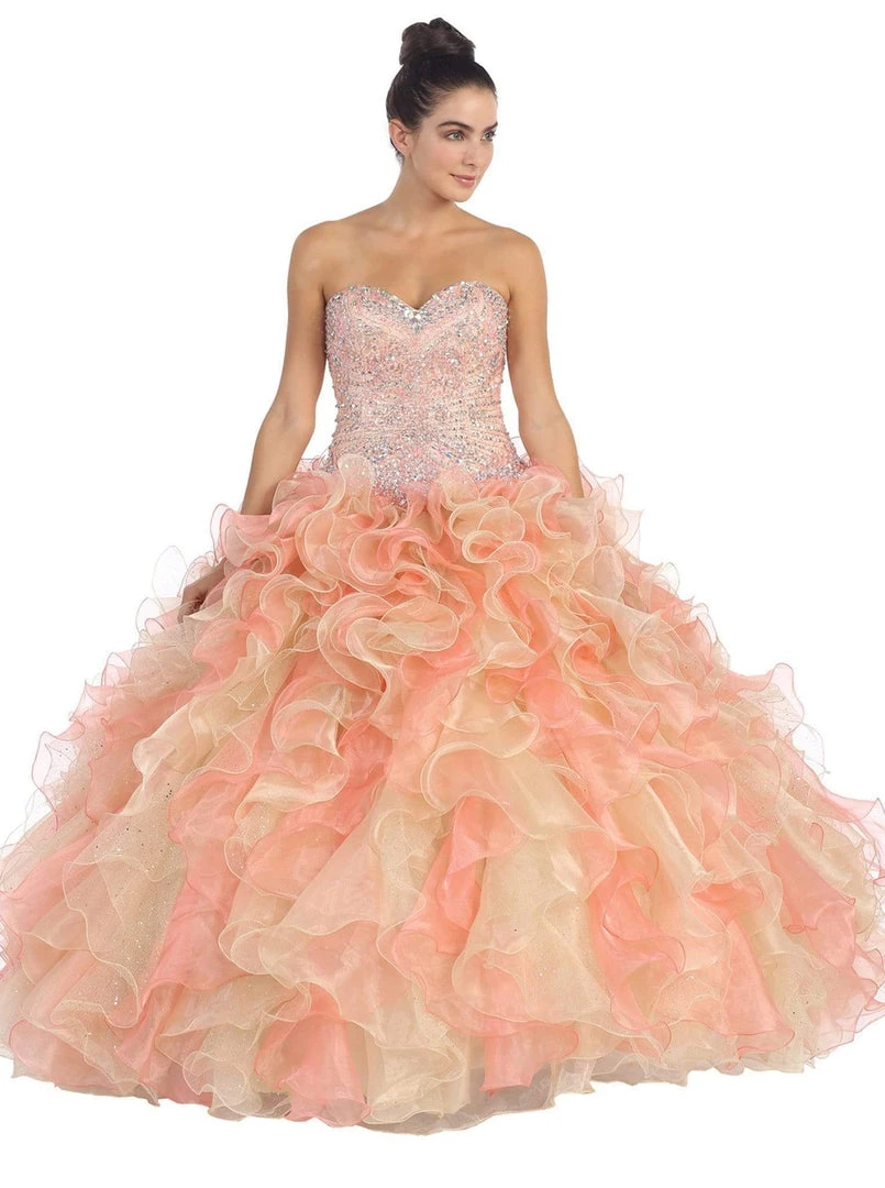Dancing Queen - 8947 Shimmering Strapless Ruffled Quinceanera Ballgown 3 Dancing Queen - 8947 Shimmering Strapless Ruffled Quinceanera Ballgown