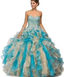 Dancing Queen - 8947 Shimmering Strapless Ruffled Quinceanera Ballgown 11 Dancing Queen - 8947 Shimmering Strapless Ruffled Quinceanera Ballgown