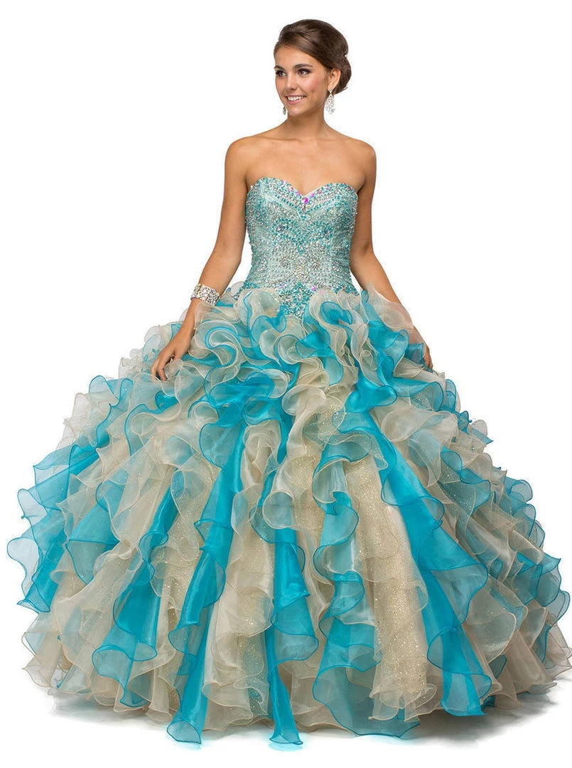 Dancing Queen - 8947 Shimmering Strapless Ruffled Quinceanera Ballgown 6 Dancing Queen - 8947 Shimmering Strapless Ruffled Quinceanera Ballgown