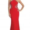 Dancing Queen - 9007 Bead-Ornate Contoured Halter Neck Prom Dress
