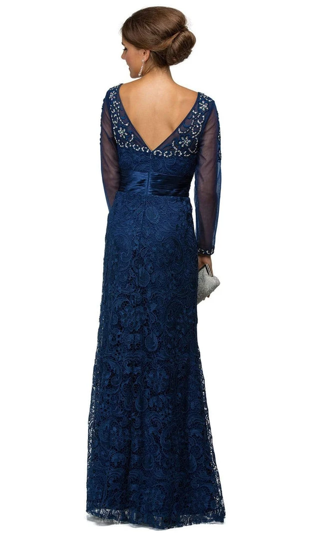 Dancing Queen - 9070 Finely Jeweled Illusion A-Line Long Formal Dress 4 Dancing Queen - 9070 Finely Jeweled Illusion A-Line Long Formal Dress