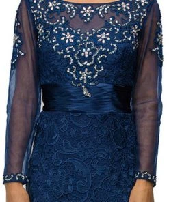 Dancing Queen - 9070 Finely Jeweled Illusion A-Line Long Formal Dress 8 Dancing Queen - 9070 Finely Jeweled Illusion A-Line Long Formal Dress