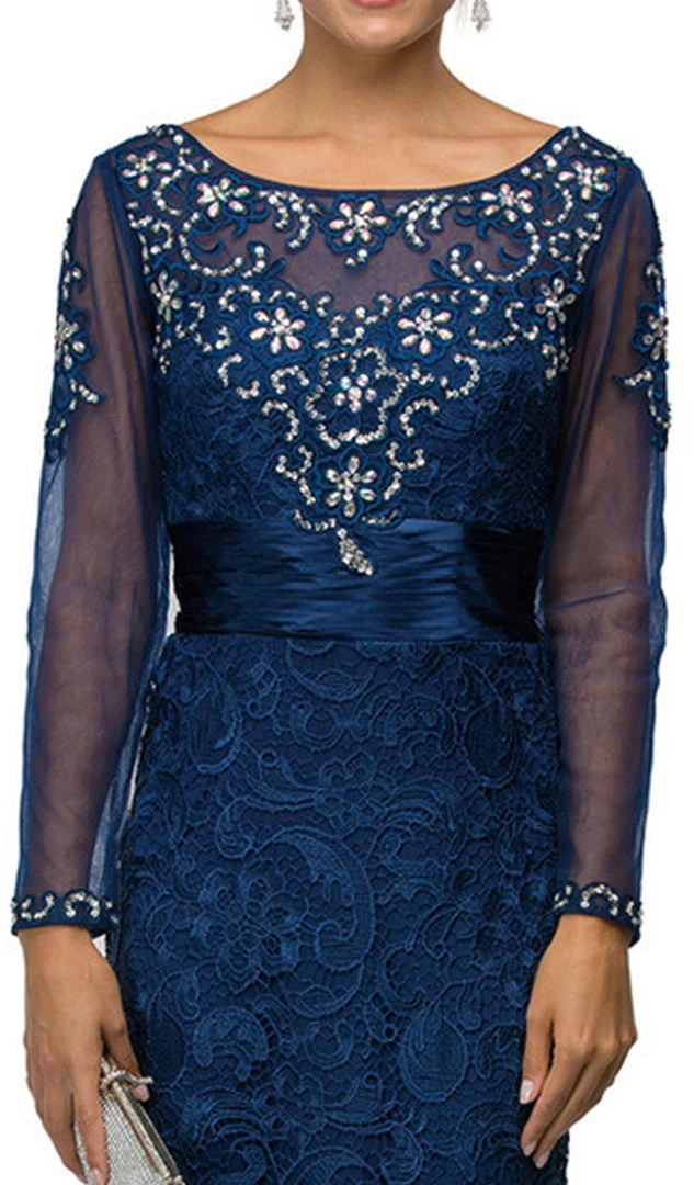 Dancing Queen - 9070 Finely Jeweled Illusion A-Line Long Formal Dress 5 Dancing Queen - 9070 Finely Jeweled Illusion A-Line Long Formal Dress