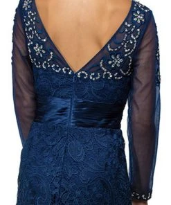 Dancing Queen - 9070 Finely Jeweled Illusion A-Line Long Formal Dress 9 Dancing Queen - 9070 Finely Jeweled Illusion A-Line Long Formal Dress