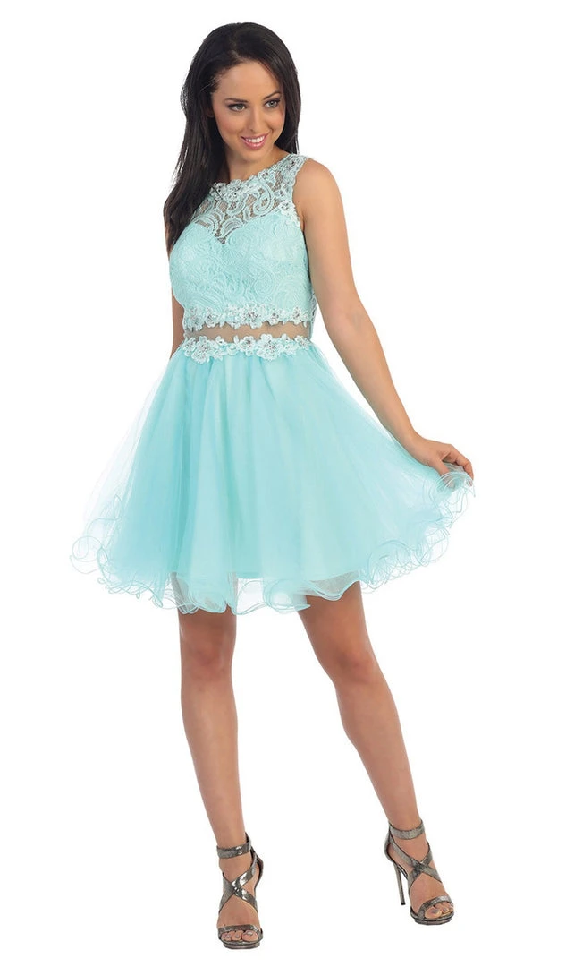 Dancing Queen - 9080 Bejeweled Lace Illusion Short Prom Dress 5 Dancing Queen - 9080 Bejeweled Lace Illusion Short Prom Dress