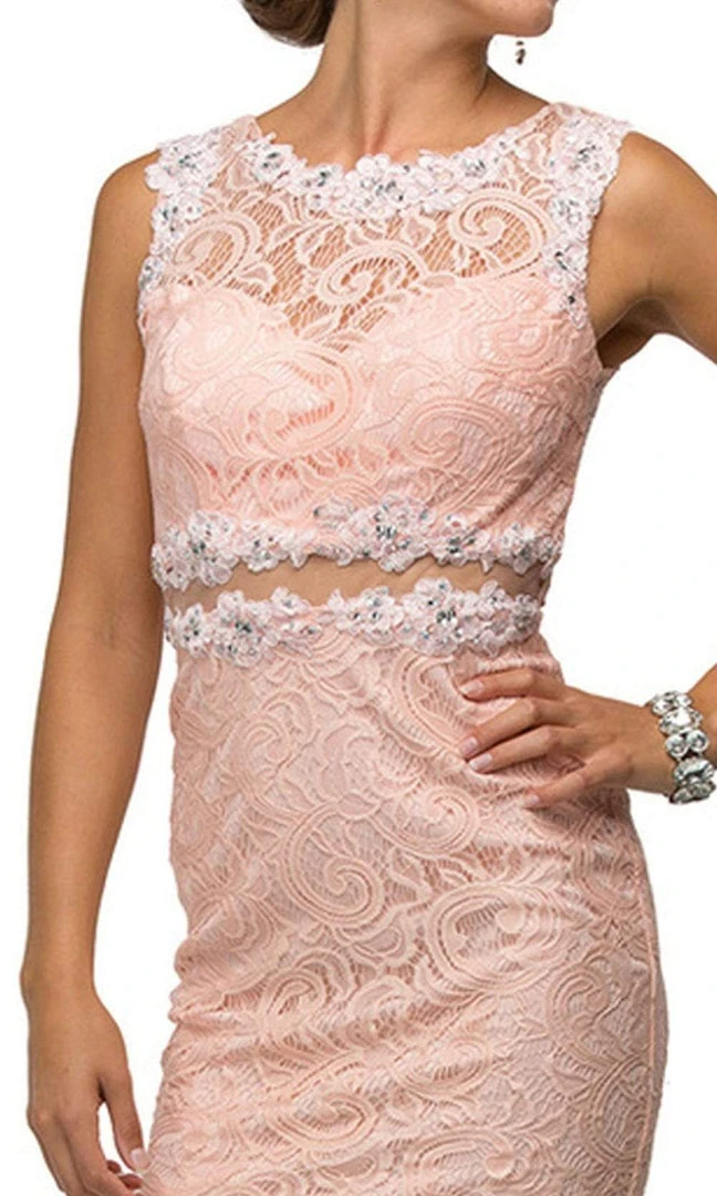 Dancing Queen - 9099 Sheer Lace Appliqued Sheath Homecoming Dress 5 Dancing Queen - 9099 Sheer Lace Appliqued Sheath Homecoming Dress