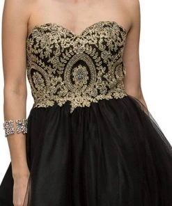 Dancing Queen - 9100 Strapless Embroidered Corset Short Prom Dress 11 Dancing Queen - 9100 Strapless Embroidered Corset Short Prom Dress