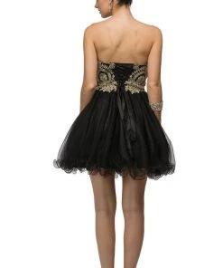 Dancing Queen - 9100 Strapless Embroidered Corset Short Prom Dress 12 Dancing Queen - 9100 Strapless Embroidered Corset Short Prom Dress