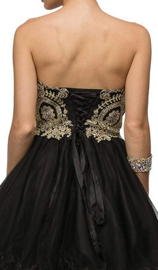 Dancing Queen - 9100 Strapless Embroidered Corset Short Prom Dress 6 Dancing Queen - 9100 Strapless Embroidered Corset Short Prom Dress