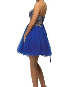 Dancing Queen - 9100 Strapless Embroidered Corset Short Prom Dress 15 Dancing Queen - 9100 Strapless Embroidered Corset Short Prom Dress