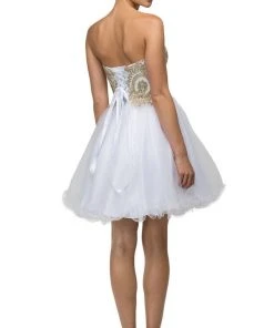 Dancing Queen - 9100 Strapless Embroidered Corset Short Prom Dress 17 Dancing Queen - 9100 Strapless Embroidered Corset Short Prom Dress