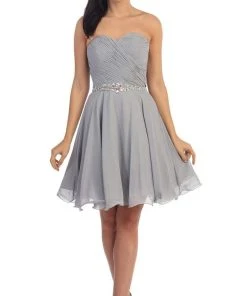 Dancing Queen - 9115 Surplice Sweetheart Bodice Chiffon Prom Dress