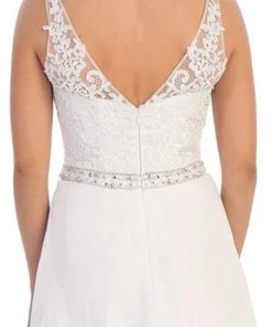 Dancing Queen - 9176 V-neck Lace Evening Gown 9 Dancing Queen - 9176 V-neck Lace Evening Gown