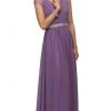 Dancing Queen - 9182 Illusion Cap Sleeve Pleated V-Neck Chiffon Evening Dress 1 Dancing Queen - 9182 Illusion Cap Sleeve Pleated V-Neck Chiffon Evening Dress