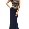 Dancing Queen - 9280 Bead Embellished Midriff Cutout Prom Dress